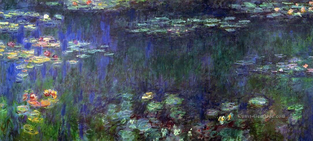 Grüne Reflektionen linke Hälfte Claude Monet impressionistische Blumen Ölgemälde